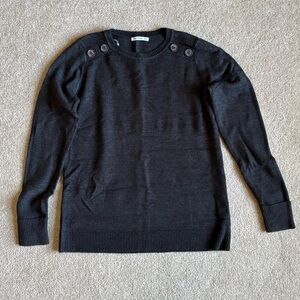 Pink Clover Charcoal Gray Button Shoulder Sweater Size S Soft Knit